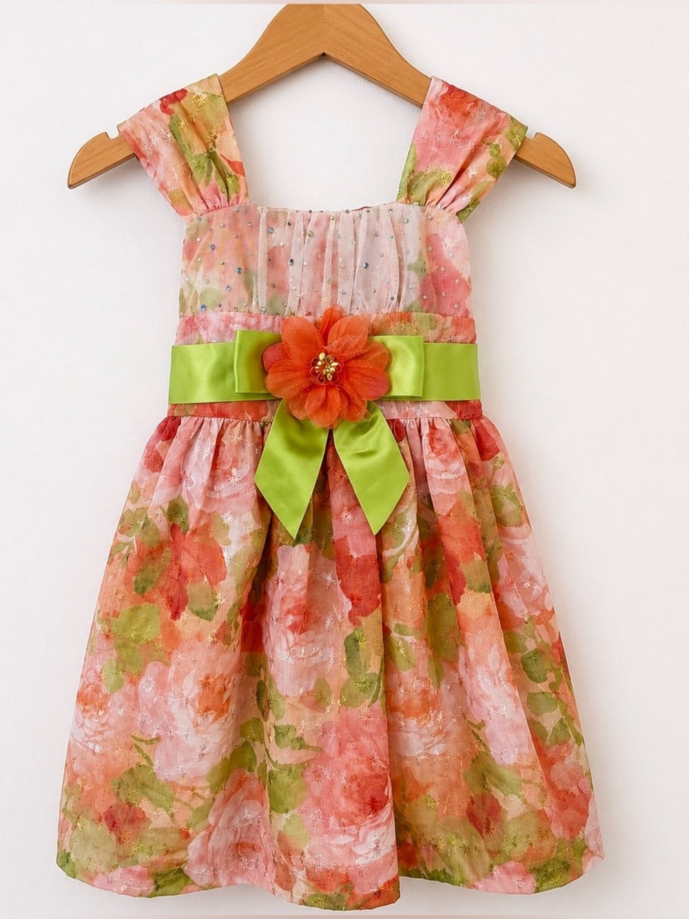 Floral Eyelet Organza Summer Party Dress Girls 2T Embroidered Bonnie Jean NWOT